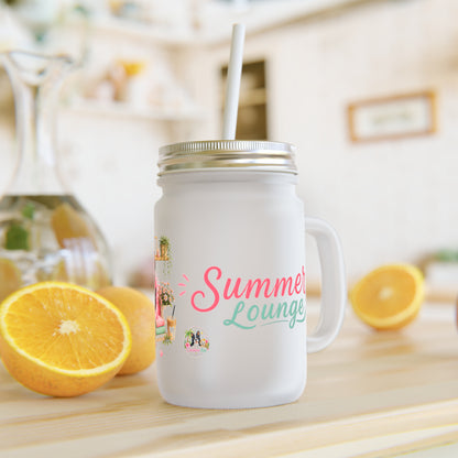 Summer Lounge Shelby Mason Jar met Rietje – Creatieve Aap Drinkglas 350 ml