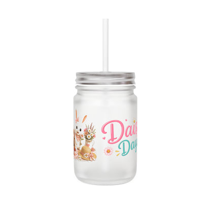 Daisy Days Mason Jar met Rietje – Maggie Zomer Drinkglas 350 ml