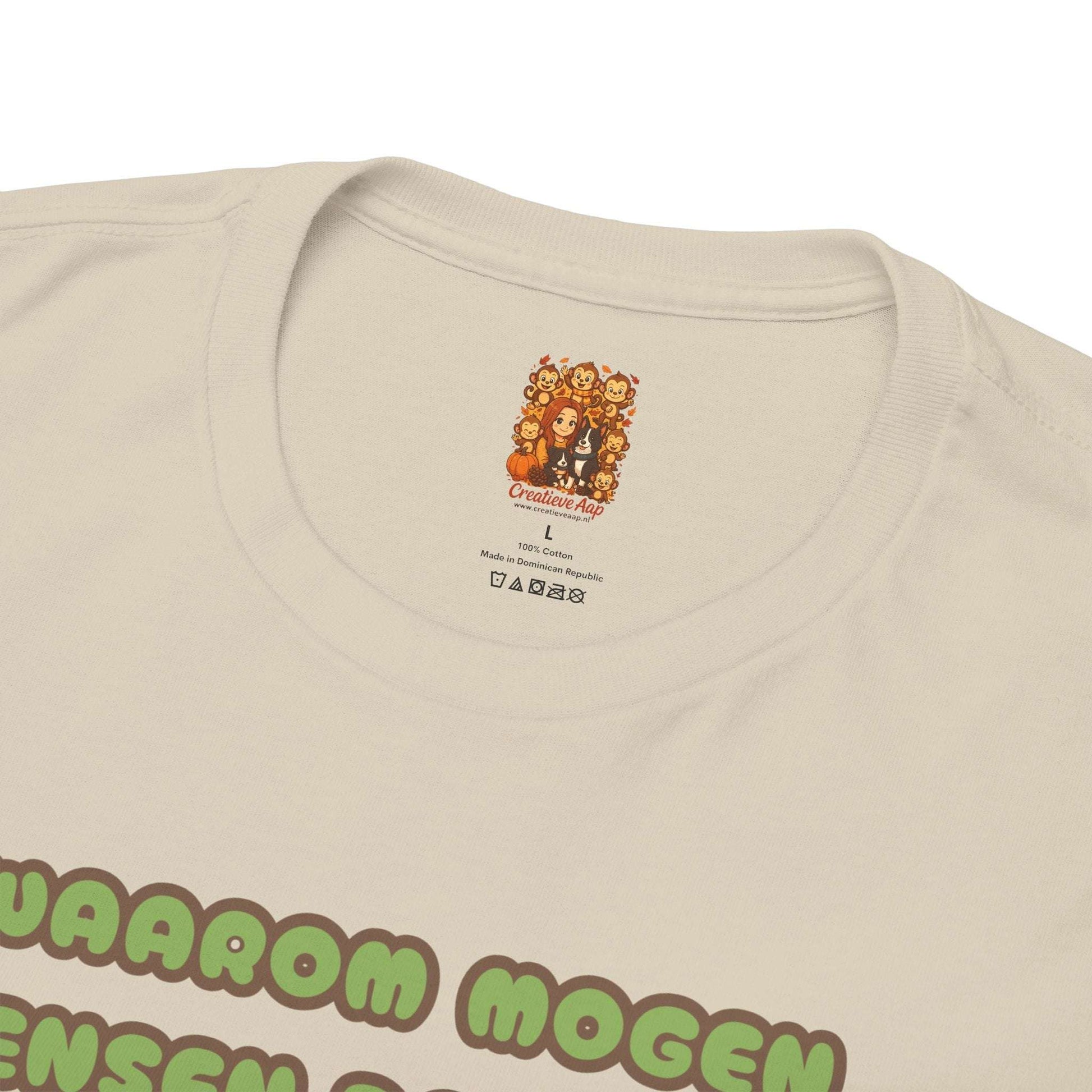 shirt 5 kleuren dom mensen humor sand binnenkant nek branding label Creatieve Aap