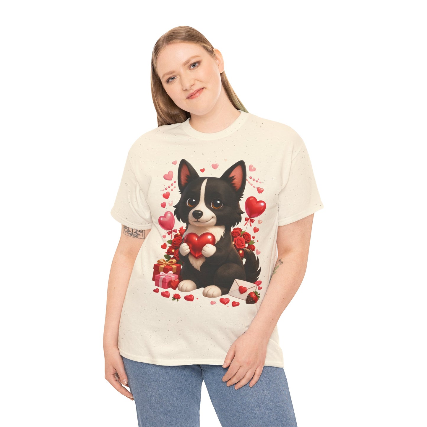 Valentijn Shirt Nikita – Liefdevolle Hond met Hartjes | Unisex T-shirt