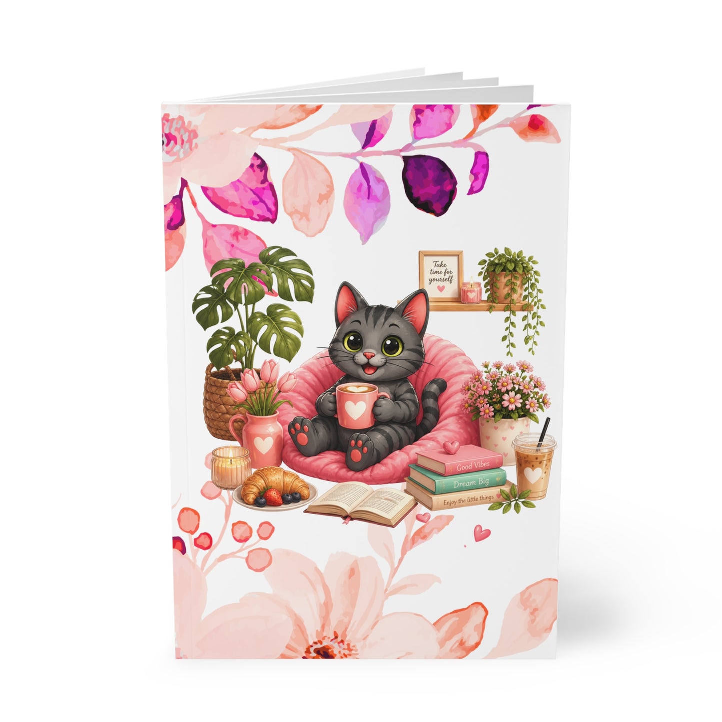 Cozy Shelby Notebook A5 | Bullet Journal | Dagboek | Katten Schrift | Creatieve Aap