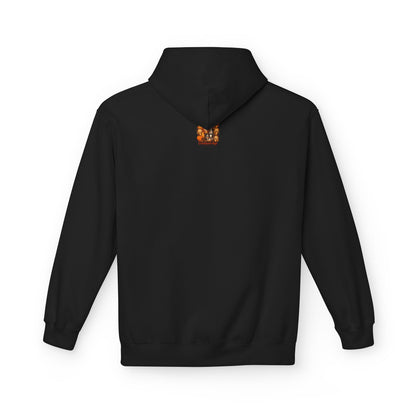 Hoodie Amsterdammer zwart achterkant met capuchon en rand logo Creatieve Aap klein