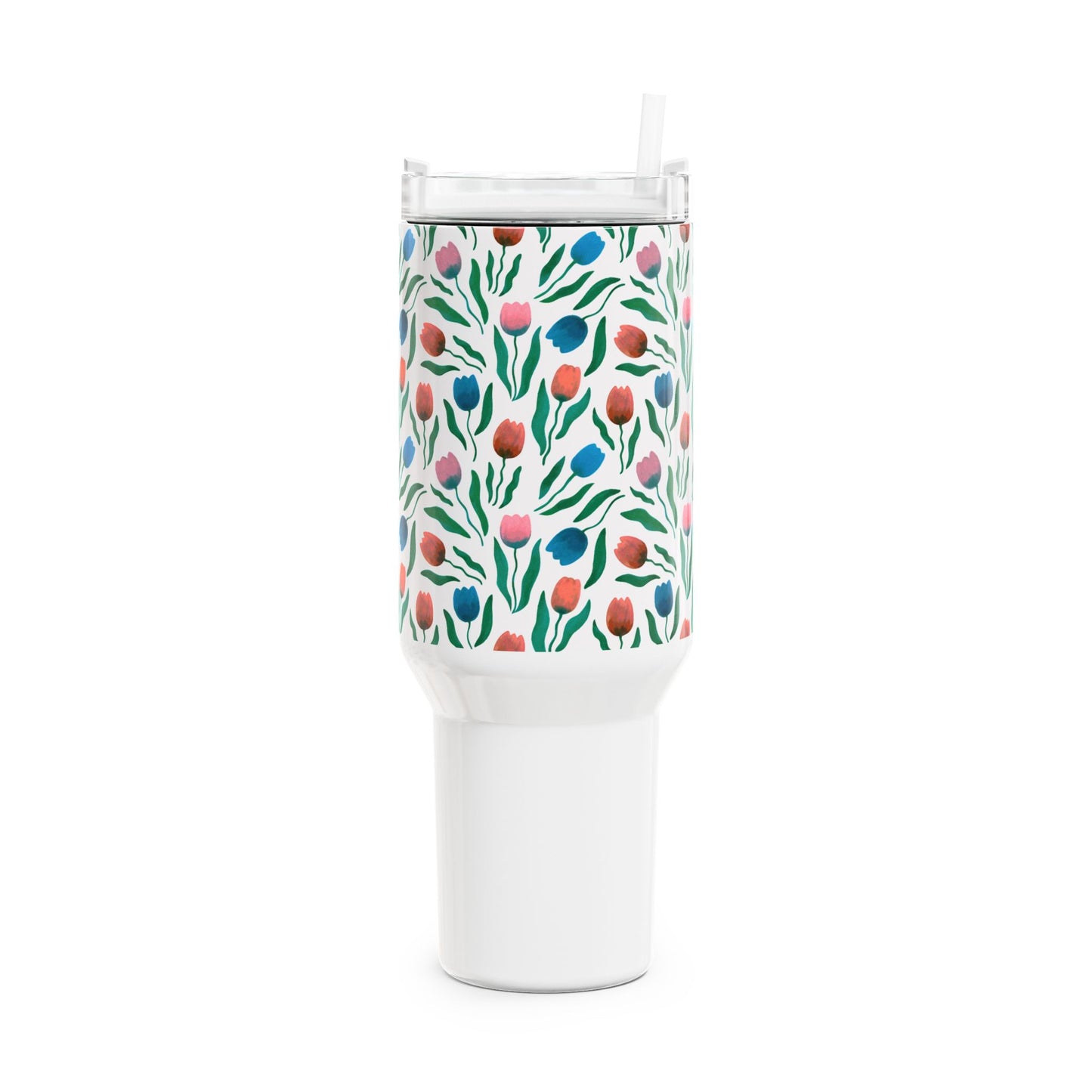 Tulpen Regen Tumbler 1200 ml – RVS Thermosbeker met Handvat – Dubbelwandig Geïsoleerd – Creatieve Aap Lente Collectie 2026