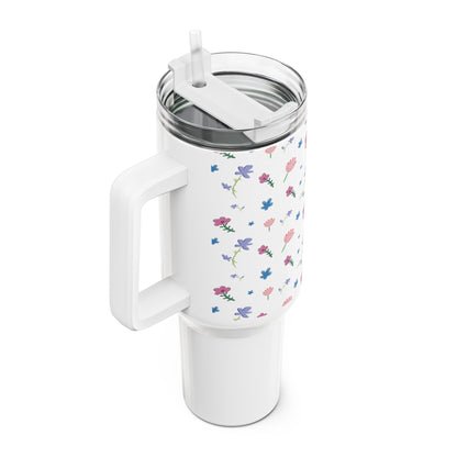 Fleurige Bloemen Tumbler 1200 ML – RVS Thermosbeker met Handvat – Dubbelwandig Geïsoleerd – Lente Collectie Creatieve Aap