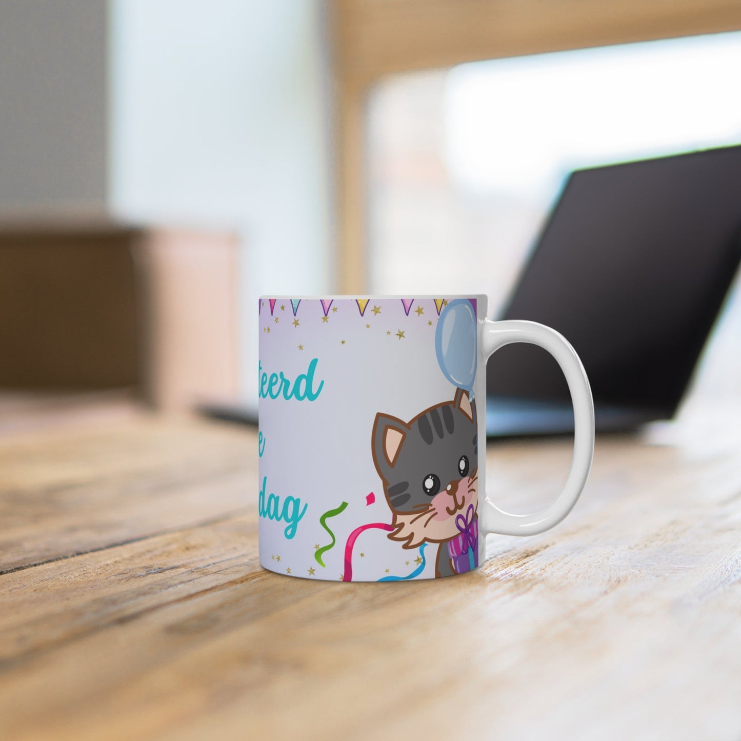 verjaardag gefeliciteerd katten mok Printify