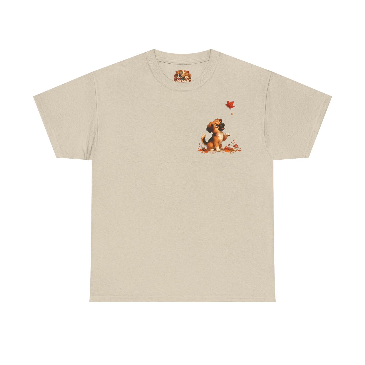 Novi Leaf Chaser Herfst T-Shirt – Unisex Dubbelzijdig Bedrukt | Schattig Herfst Honden Shirt | Gildan 5000