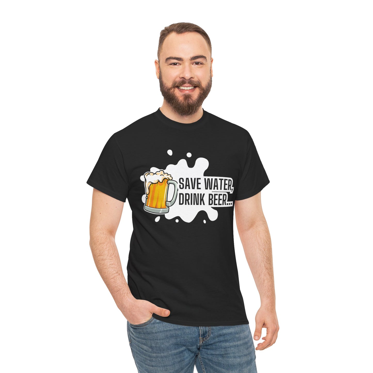 Unisex Unisex Heavy Cotton Tee – Save Water, Drink Beer