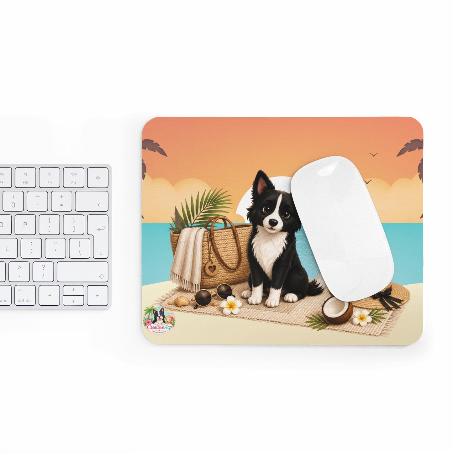 Nikita Sunset Beach Muismat | Zomer Mousepad | Hond Bureau Accessoire | Creatieve Aap