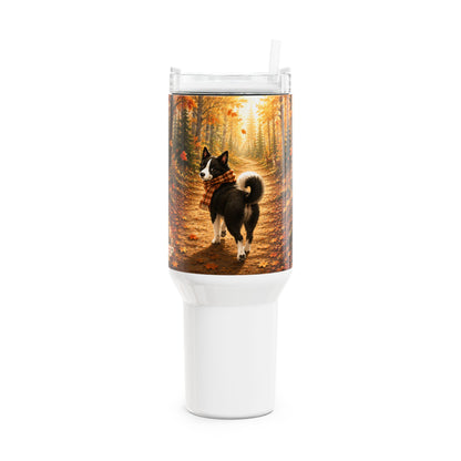 Nikita Warme Wandeling Herfst Tumbler 1,18 Liter – Dubbelwandige RVS Thermobeker met Rietje | Creatieve Aap