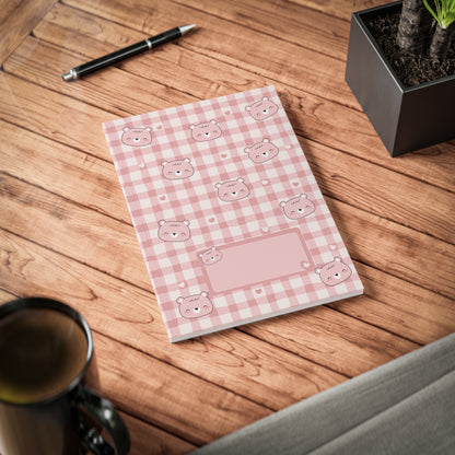 Kawaii Beren A5 Notitieboek – Roze Geruit – Gelinieerd – 150 Pagina's