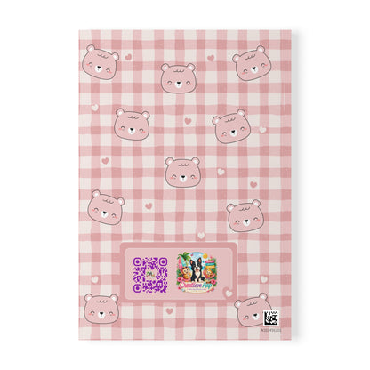 Kawaii Beren A5 Notitieboek – Roze Geruit – Gelinieerd – 150 Pagina's