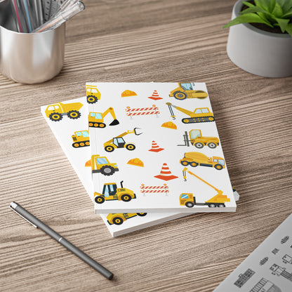 Bouwvoertuigen A5 Notitieboek – Gelinieerd – 150 Pagina's – Matte Kaft
