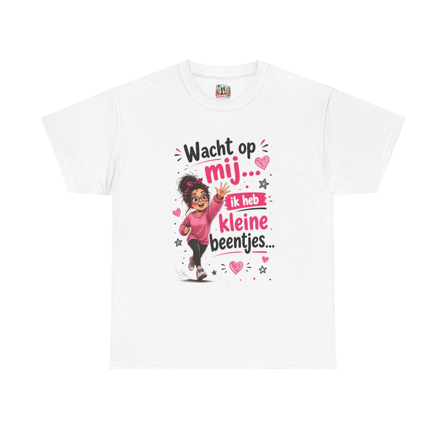 Wacht op mij... Ik heb kleine beentjes – Grappig Uniseks Humor T-shirt