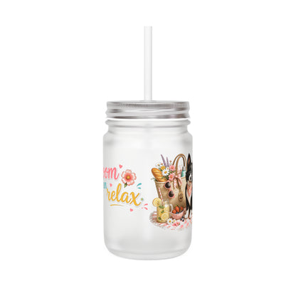 Bloom en Relax Mason Jar met Rietje – Nikita Zomer Drinkglas 350 ml