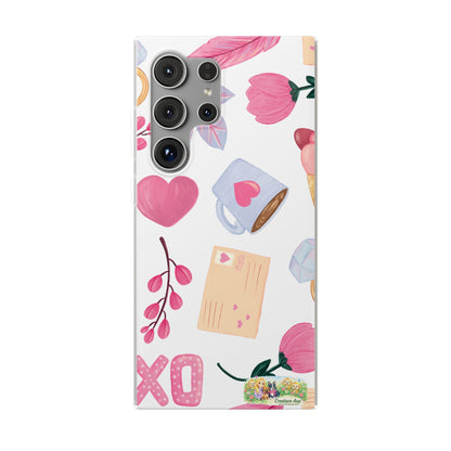 XO Telefoonhoesje – Hartjes & Lieve Post Illustratie – Transparante Flexi Case – iPhone & Samsung Galaxy