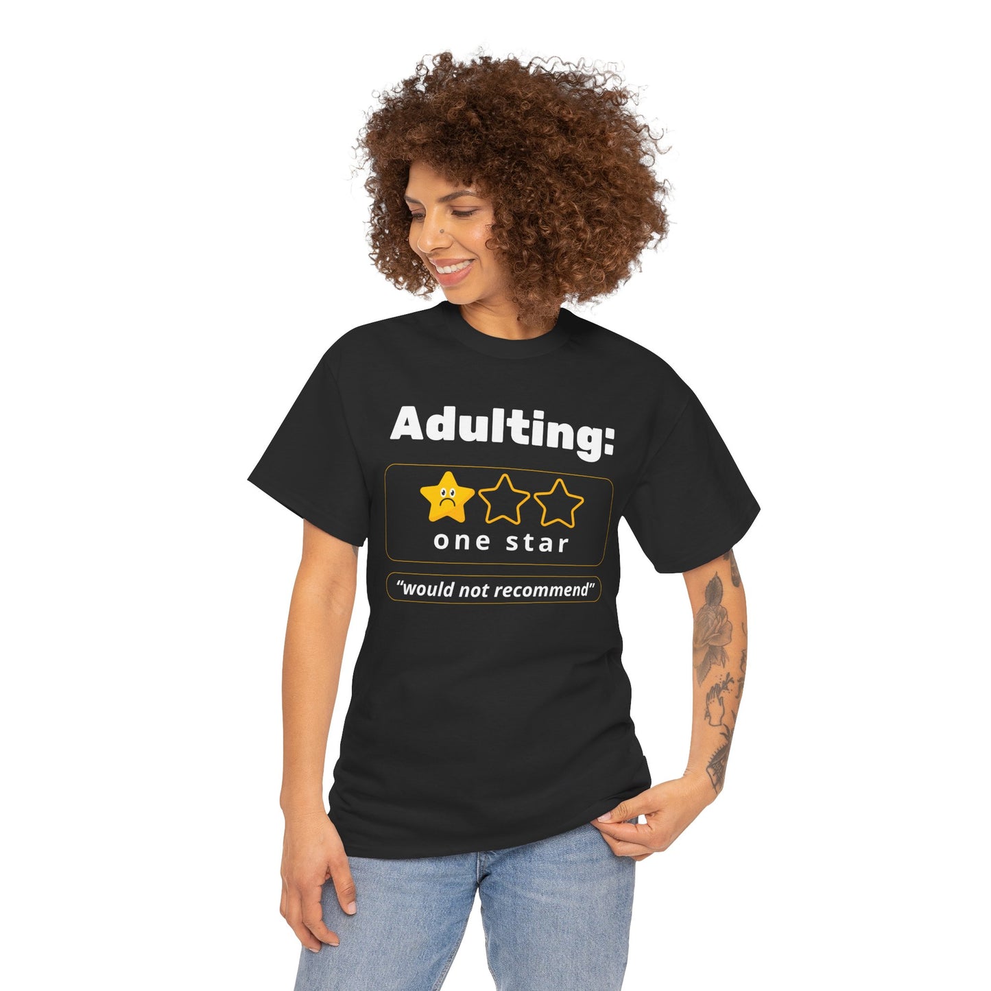 Unisex Heavy Cotton Tee – Adulting: One Star (Would Not Recommend)