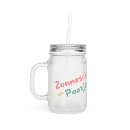 Zonneschijn en Pootjes Mason Jar met Rietje – Novi Zomer Drinkglas 350 ml