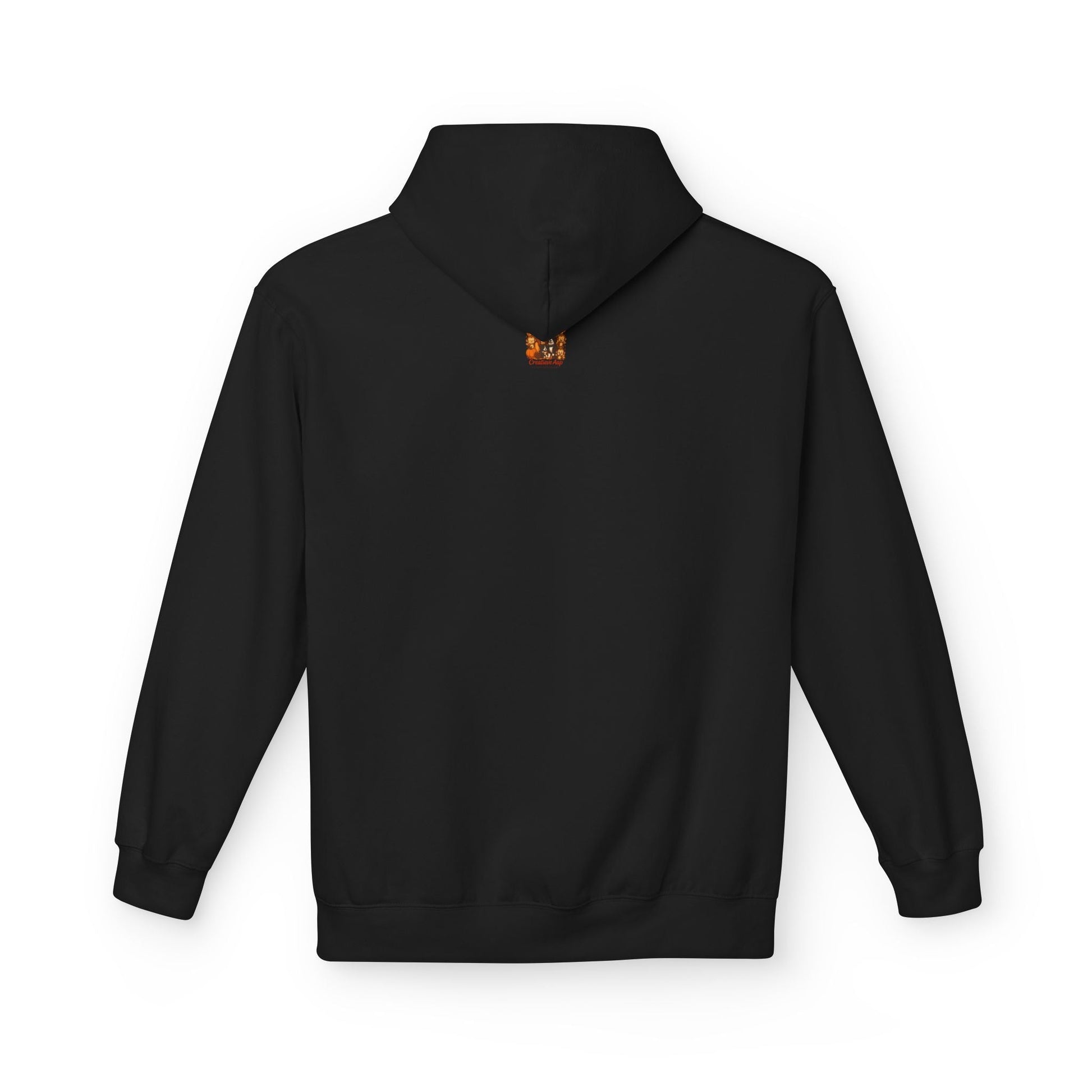hoodie humor dom mensen zwart achterkant. Met capuchon en kleine branding logo Creatieve Aap