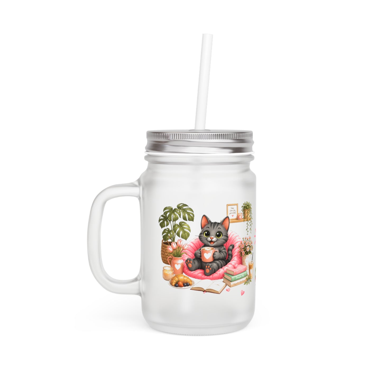 Summer Lounge Shelby Mason Jar met Rietje – Creatieve Aap Drinkglas 350 ml