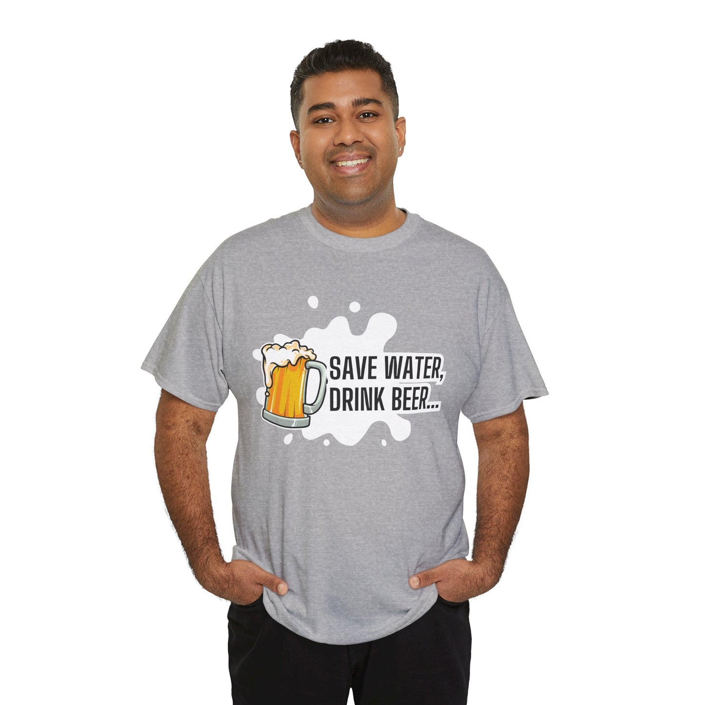 Unisex Unisex Heavy Cotton Tee – Save Water, Drink Beer