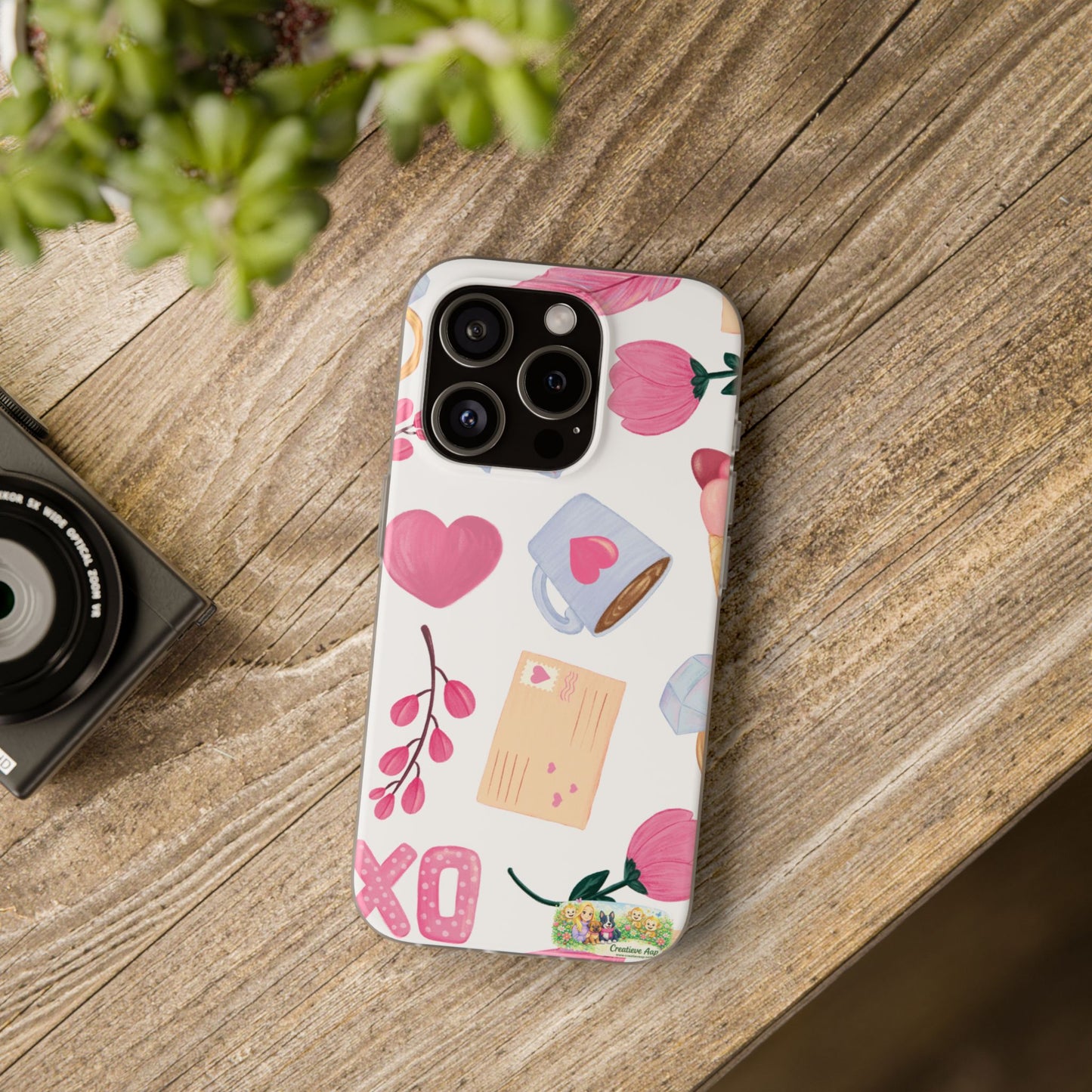 XO Telefoonhoesje – Hartjes & Lieve Post Illustratie – Transparante Flexi Case – iPhone & Samsung Galaxy