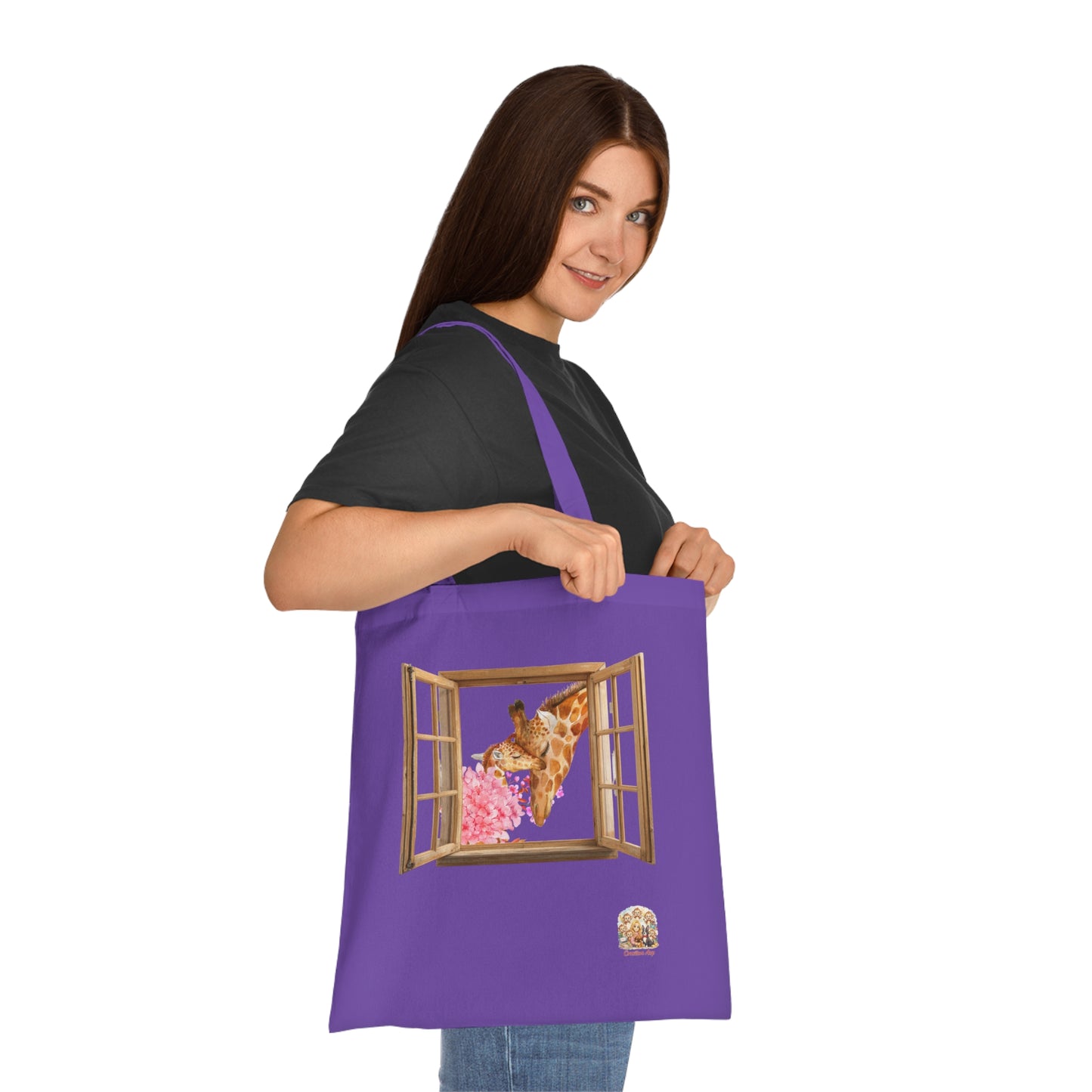 Giraffe Lente Tote Bag – Katoenen Shopper met Bloemen | Lavender & White | Lente 2026