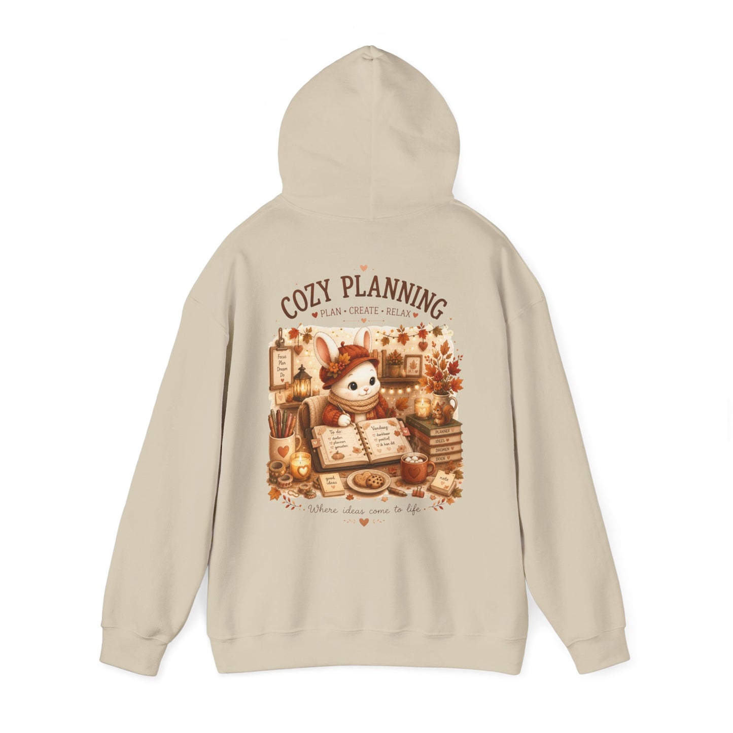 Maggie Cozy Planning Hoodie – Unisex Dubbelzijdig Bedrukt | Herfst Hoodie | Planner Hoodie | Gildan 18500