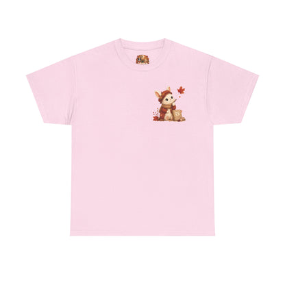 Maggie Cozy Planning Herfst T-Shirt – Dubbelzijdig Bedrukt | Unisex Heavy Cotton Shirt | Herfst Konijn