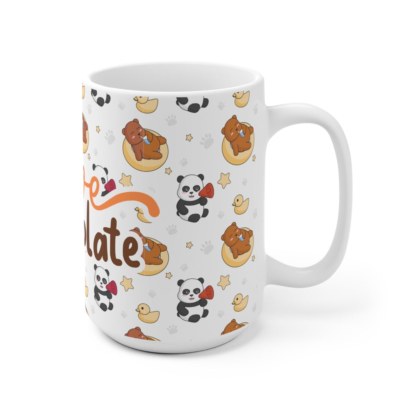 Mok “Love Chocolate” met Panda & Teddybeer Design – 325 ml & 440 ml Printify