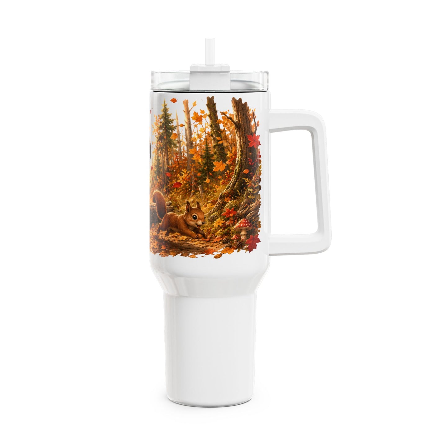 Novi Leaf Chaser Herfst Tumbler 1,18 Liter | Dubbelwandige RVS Thermobeker met Rietje | Creatieve Aap