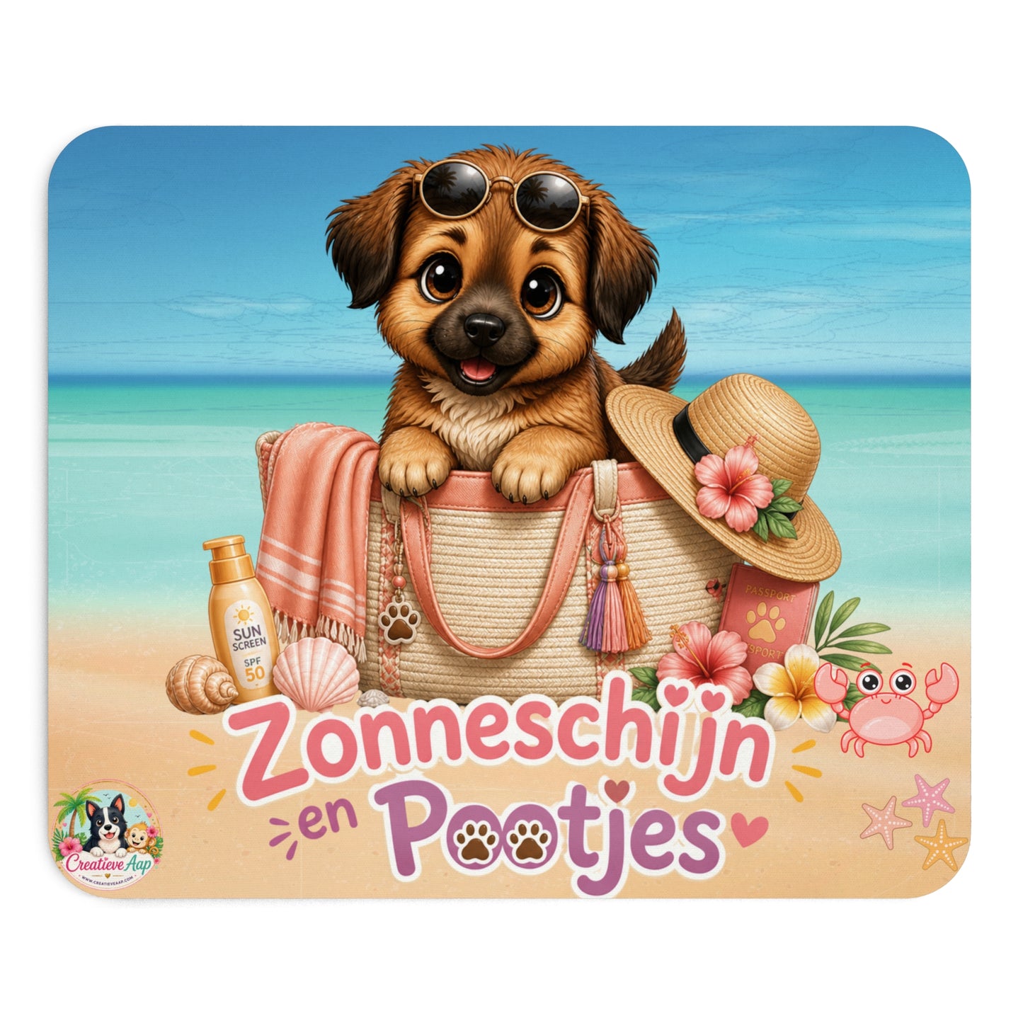 Novi Zonneschijn en Pootjes Muismat | Zomerse Puppy Mousepad | Creatieve Aap