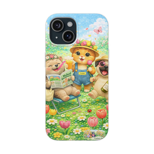 Lente Feest Vriendinnen Telefoonhoesje – Kawaii Lente Design – Transparante Flexi Case – iPhone & Samsung Galaxy – Creatieve Aap