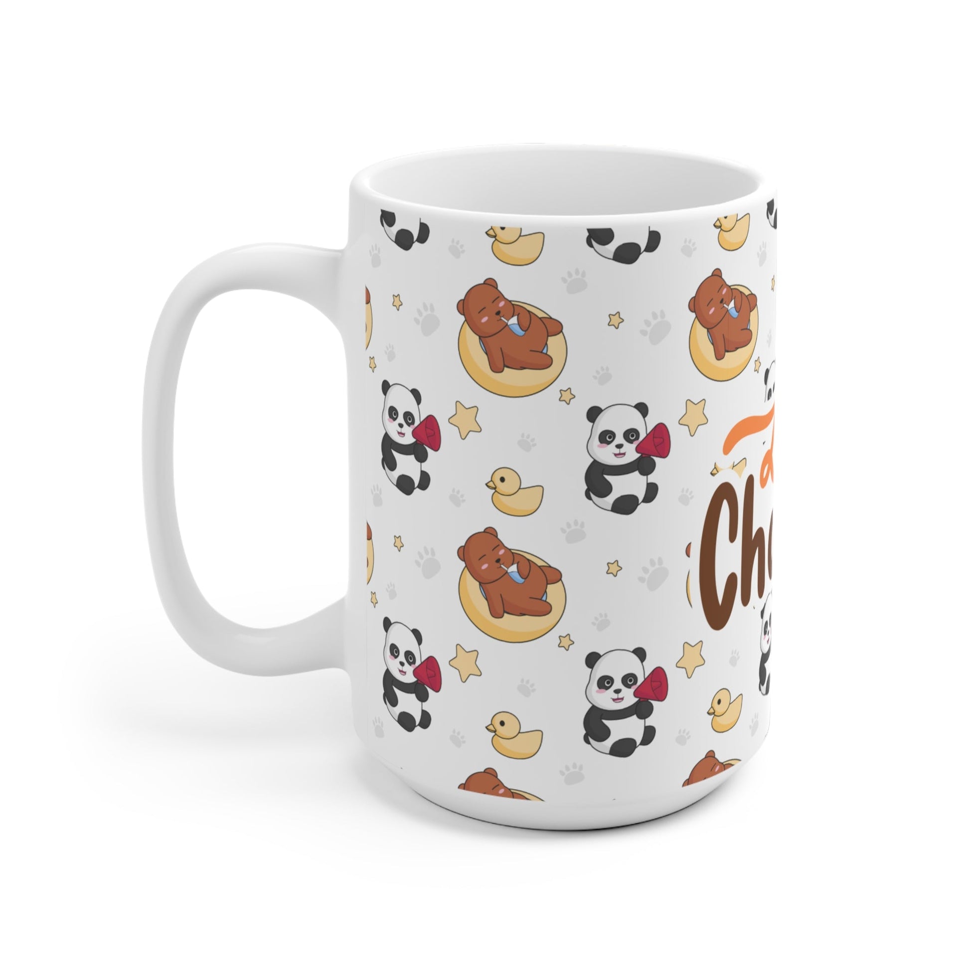 Mok “Love Chocolate” met Panda & Teddybeer Design – 325 ml & 440 ml Printify