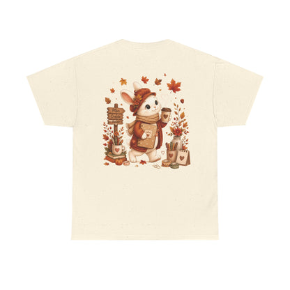 Maggie Cozy Planning Herfst T-Shirt – Dubbelzijdig Bedrukt | Unisex Heavy Cotton Shirt | Herfst Konijn