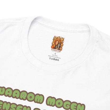 shirt 5 kleuren dom mensen humor wit binnenkant nek branding label Creatieve Aap