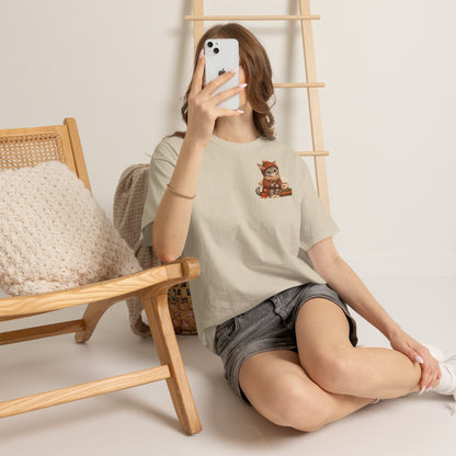 Shelby Cozy Reading Café Herfst T-Shirt – Unisex Dubbelzijdig Bedrukt | Cozy Kat Shirt | Gildan 5000