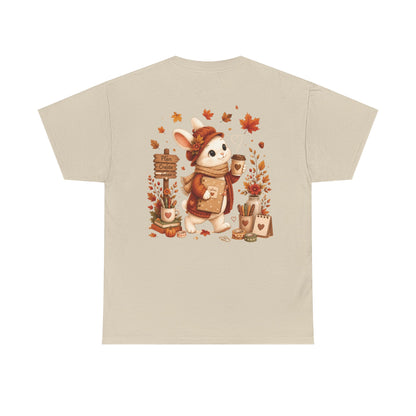 Maggie Cozy Planning Herfst T-Shirt – Dubbelzijdig Bedrukt | Unisex Heavy Cotton Shirt | Herfst Konijn