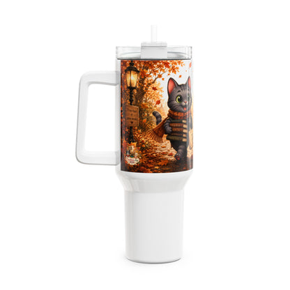 Shelby Cozy Onderweg Herfst Tumbler 1,18 Liter | Dubbelwandige RVS Thermobeker met Rietje | Creatieve Aap