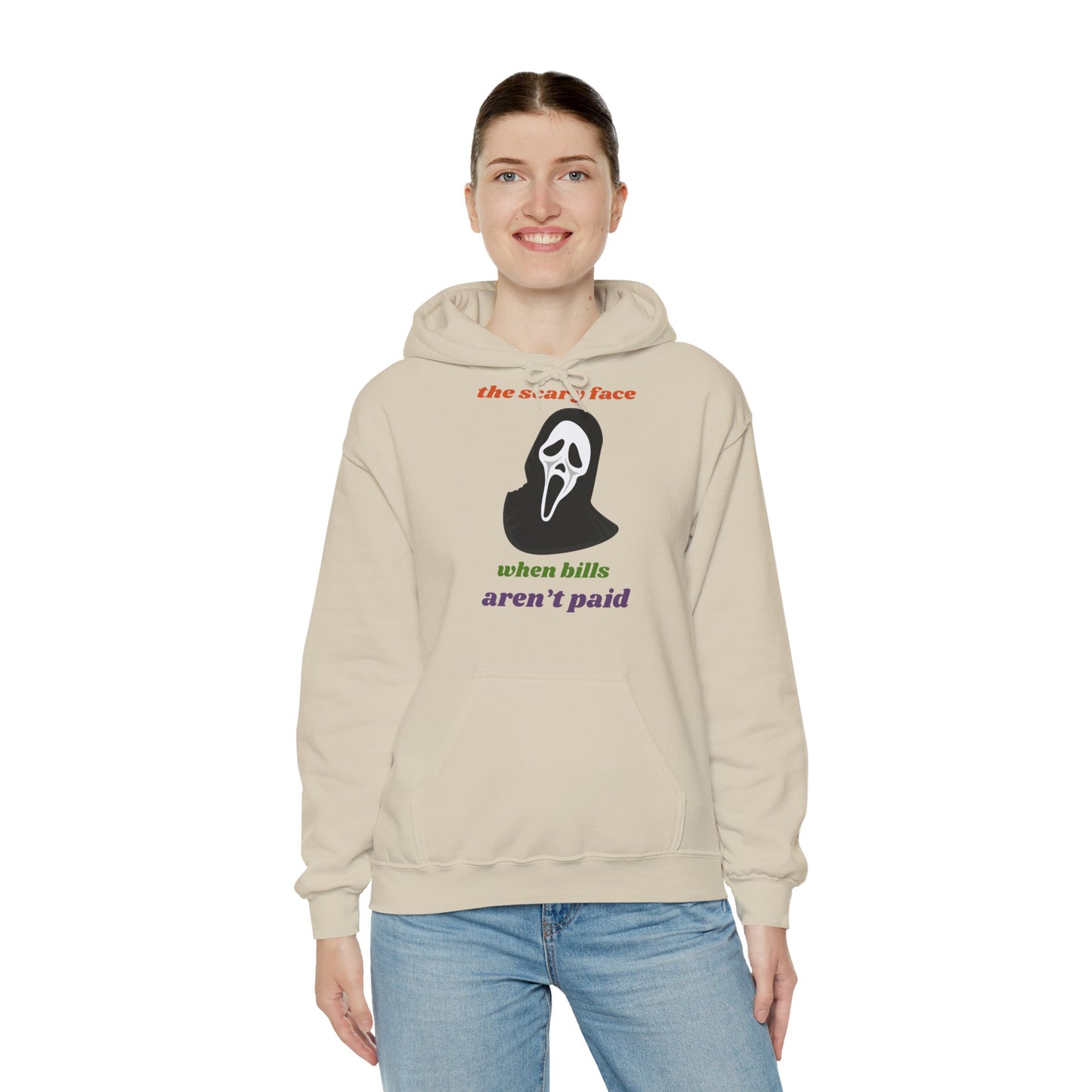 Unisex Heavy Blend™ Hooded Sweatshirt – The Scary Face When Bills Aren’t Paid Hoodie