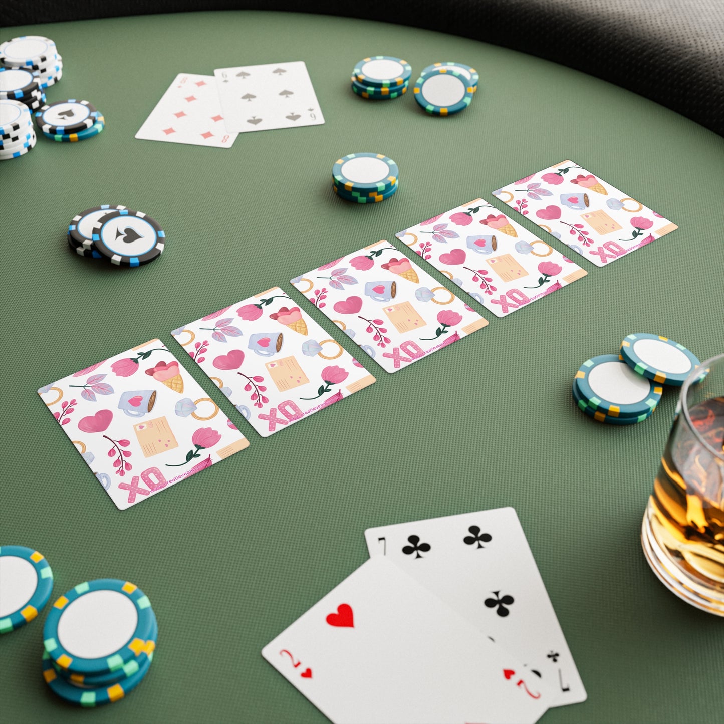 XO Love Speelkaarten – Romantisch Pokerdeck met Hartjes & Liefdevolle Illustraties