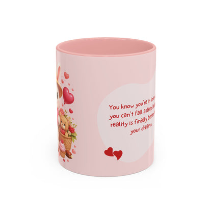 Valentijn Mok Maggie met Hart – Liefdevolle Quote – Roze Binnenkant & Oor