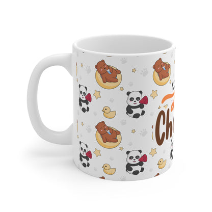 Mok “Love Chocolate” met Panda & Teddybeer Design – 325 ml & 440 ml Printify