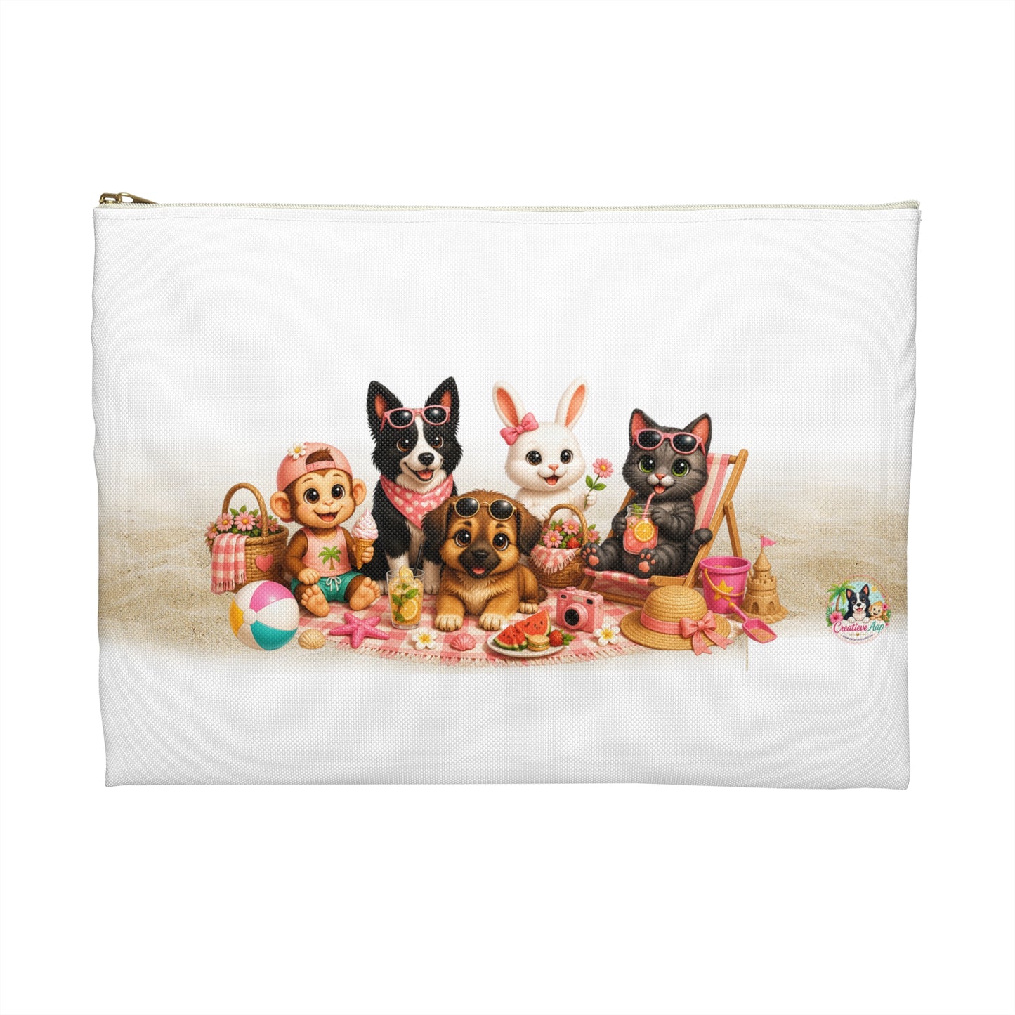 Zomer Mood Opberg Etui – Zomer Make-up Tas met Creatieve Aap Karakters