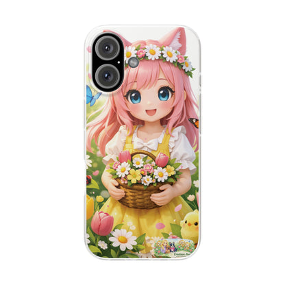 Lente Girl Telefoonhoesje – Kawaii Anime Bloemen Design – Transparante Flexi Case – iPhone & Samsung Galaxy – Creatieve Aap Lente 2026