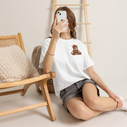 Shelby Cozy Reading Café Herfst T-Shirt – Unisex Dubbelzijdig Bedrukt | Cozy Kat Shirt | Gildan 5000