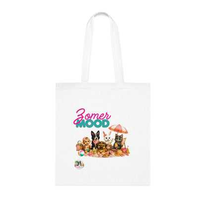 Zomer Mood Katoenen Tote Bag – Creatieve Aap Zomertas met Alle Karakters