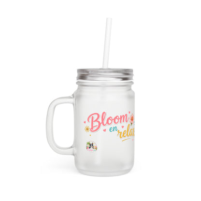 Bloom en Relax Mason Jar met Rietje – Nikita Zomer Drinkglas 350 ml