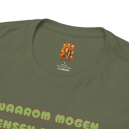 shirt 5 kleuren dom mensen humor Military Green binnenkant nek branding label Creatieve Aap
