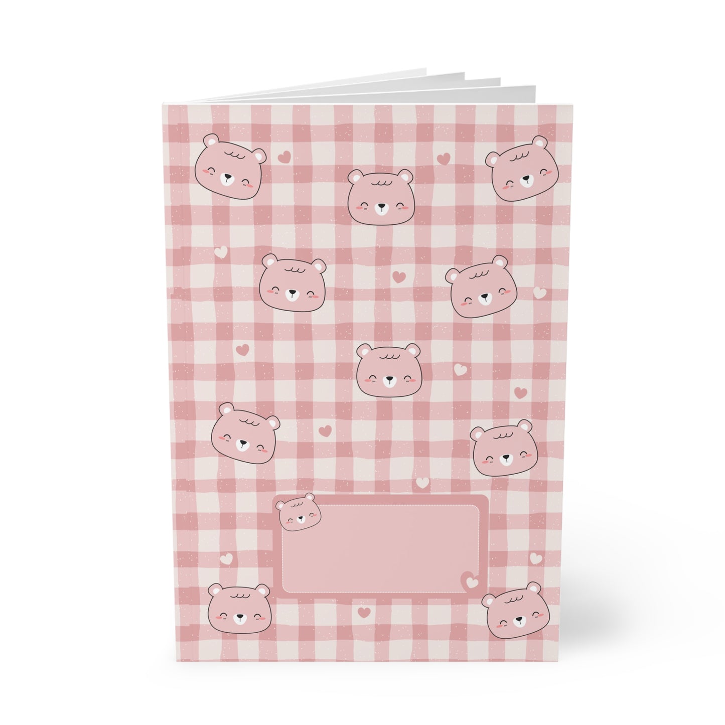 Kawaii Beren A5 Notitieboek – Roze Geruit – Gelinieerd – 150 Pagina's