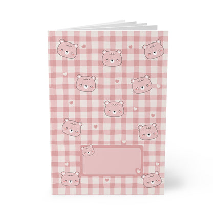 Kawaii Beren A5 Notitieboek – Roze Geruit – Gelinieerd – 150 Pagina's